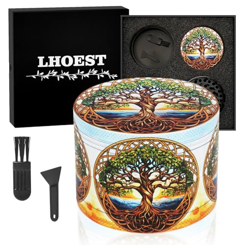 LHOEST Grinder Grand broyeur en métal 63 mm Design arbre Moulin à épices Moulin à pollen Lot de 4 pour épices