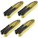 YUENPUN 4 PCS Heavy Duty Lifting Straps - 1.8m x 5cm, Max Load 9400lbs, Yellow Webbing Sling for Cargo, Flat Loop Strap Strop