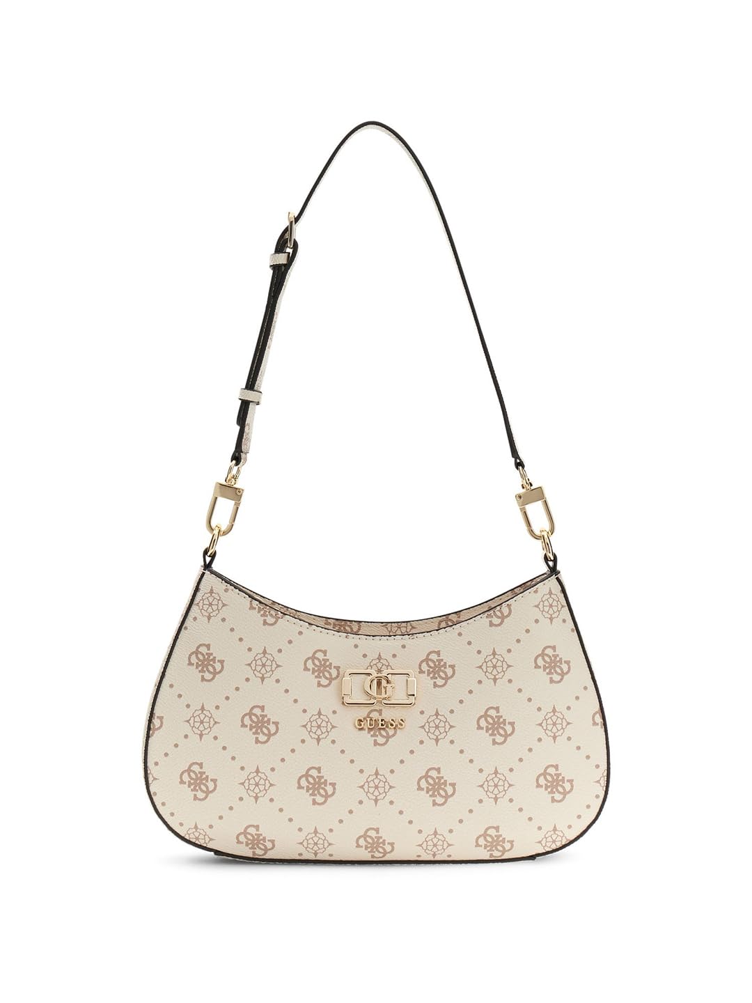 GUESS bolso de hombro Emelie Logo Top Zip Shoulder Bag Vanilla Logo crema
