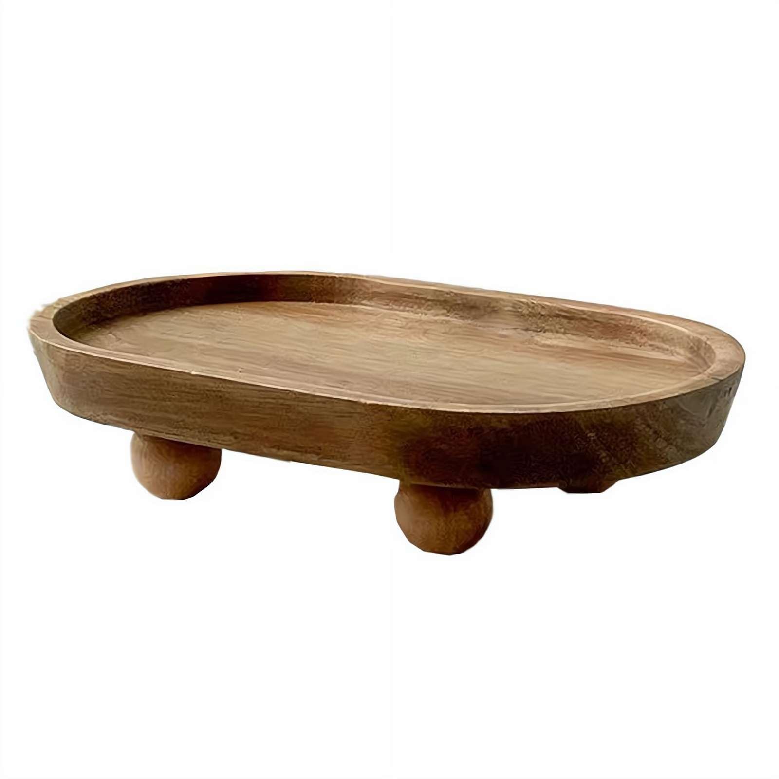 Wood Display Risers Stand,Small Wooden Pedestal Stand Decor Tray for Candles Plants Bottles Mini Vases Soap Dispenser,Decorative Plant Stand for Farmhouse Kitchen Entry Table