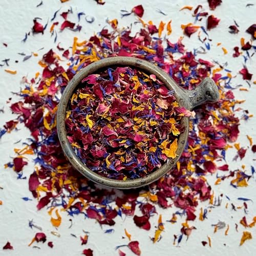 Edible Petals – 25g - Moroccan Flame Blend of Natural Dried Red Rose, Orange Marigold and Blue Cornflower - Certified Food Grade (350)