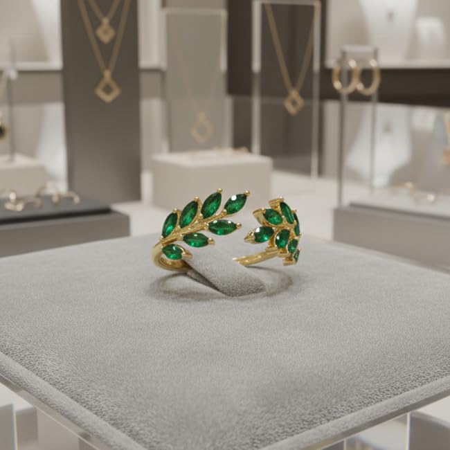Bague feuille de laurier ajustable résolvant le problème de taille de doigt