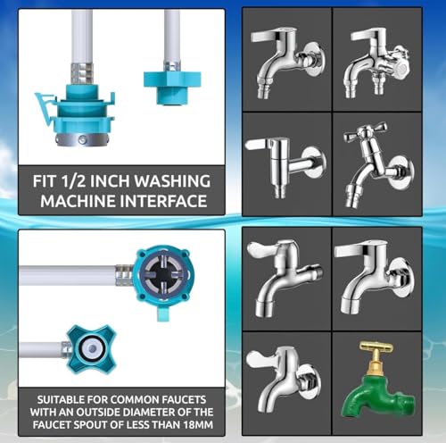 Image of Washing Machine Pipe Inlet 2 Meter | Water Inlet Pipe with Universal Tap Adaptor Connector | Anti-Kink, Burst Proof & Pressure Resistant | Hot & Cold Water Compatible Washing Machine Inlet Hose