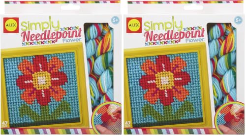 Image of Alex Craft Simply Needlepoint Flower Kids Art and Craft Activity, Gift for Beginners in Needlepoint, A Skill that Lasts a Lifetime, for Ages 5 and up (Pack of 2)