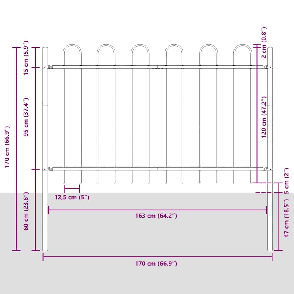 Generico Recinzione per Giardino Grigio 1.7 x 1.2 m,Articoli di ferramenta,Barriere e recinzioni,Pannelli per recinzioni-42003876