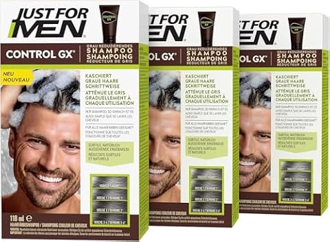 Just For Men Control Gx Szampon Koloryzujący dla Mężczyzn, Brązowy, 3 x 118 ml