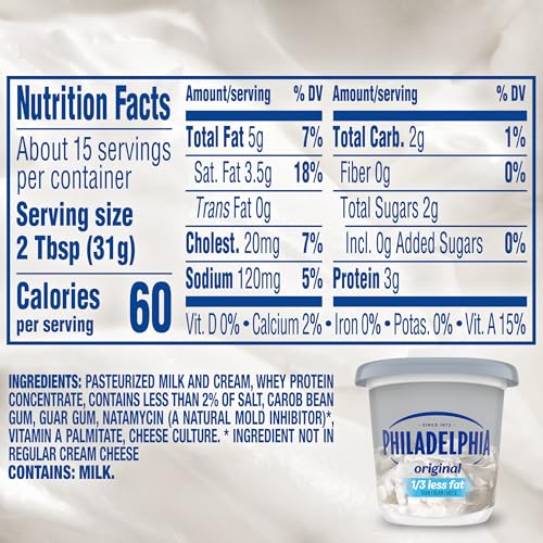 Philadelphia Reduced Fat Cream Cheese Spread, 16 oz Tub