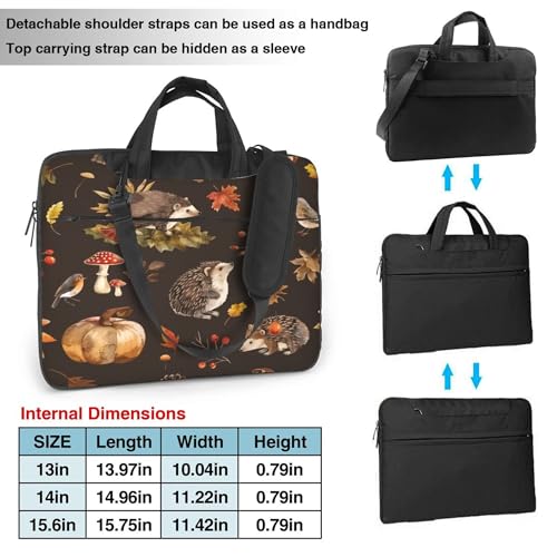 Hedgehog Mushroom Laptop Bag, Pumpkin Leaves Laptop Case Sleeve Women Men Messenger Tablet Computer Briefcases2
