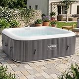 Arebos Spa Gonflable 2400W | Piscine d'extérieur | pour 6 Personnes 185x185cm | 130 Buses de Massage | 910 L avec Chauffage | Gonflage par Bouton Poussoir | Couverture Incluse