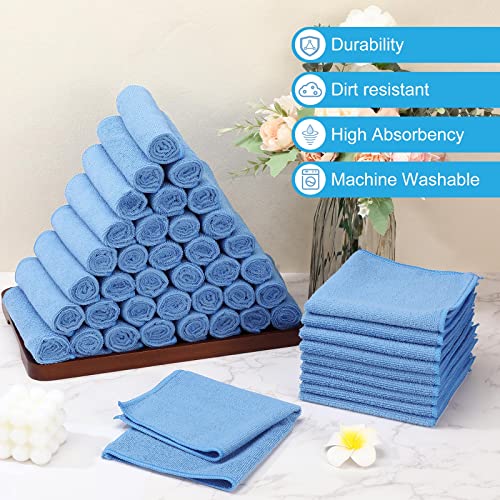 36 Pack 16'' X 16'' Microfiber Cleaning Cloths Cleaning Rags Reusable Wash Rags Microfiber Towels Softer Highly Absorbent Multifunctional Purpose Cleaning For House Kitchen Car Window Dust (Blue) #TOP2