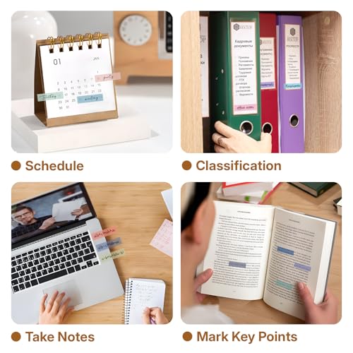 OWLKELA 2400 Stück Haftstreifen in Morandi Farben, Transparente Selbstklebende Haftnotizen, 120 Farben Seitenmarker, Beschreibbare Haftmarker & Klebezettel für Schule, Büro & Planung