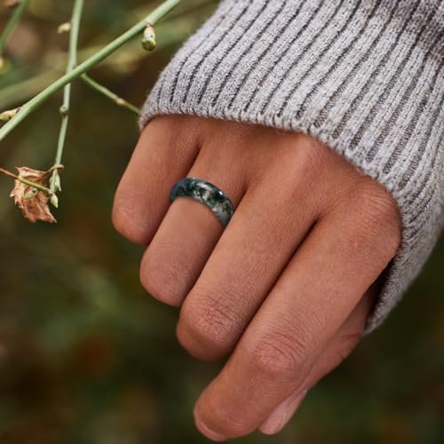 Natural Moss Agate Ring for Women & Men Natural Green Gemstone Rings Agate Jewelry Gift3