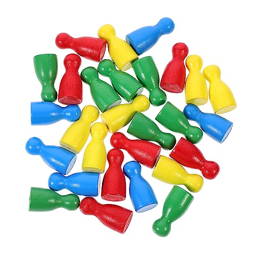 BESPORTBLE 48Pcs Wooden Chessman Educational for Adults Human Shape Game Pieces for Flight Chess Portable Convenient for Home School Travel More