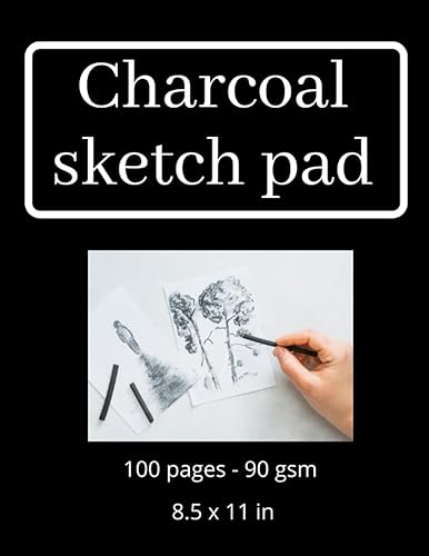Charcoal sketch pad 100 pages, 90 gsm, 8.5x11 in, charcoal sketchbook, charcoal sketch paper, charcoal sketch book, charcoal paper pad, charcoal ...