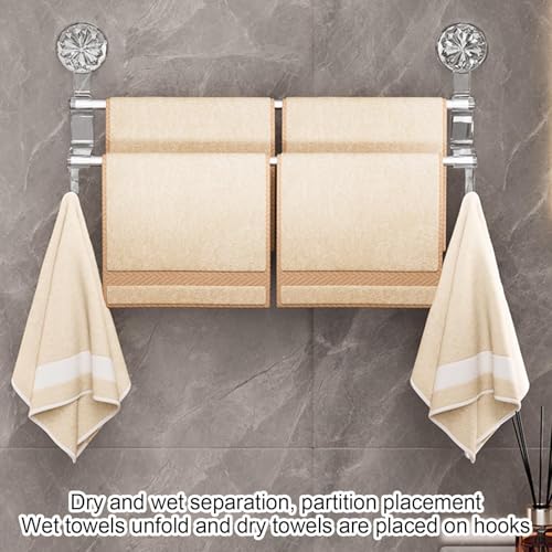 Porte-serviettes mural double barre inox à ventouses pour cabine de douche - 5
