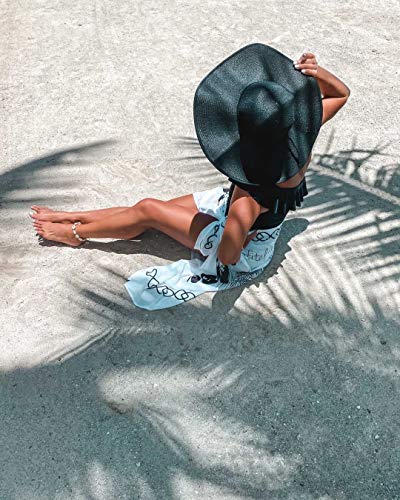Image of Lanzom Womens Big Bowknot Straw Hat Floppy Foldable Roll up Beach Cap Sun Hat UPF 50+