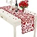 Mosoan Valentines Day Table Runner - Red, 13 x 72Inch - Lace Table Runner for Wedding Party, Valentines Decorations - Home Heart Table Runner