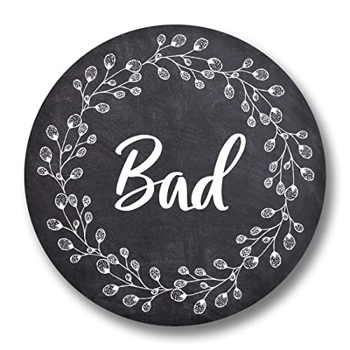 Schild Türschild rund 15cm groß Kreide Vintage Shabby inkl. Klebepunkte verschiedene Schilder zur Auswahl (Bad)