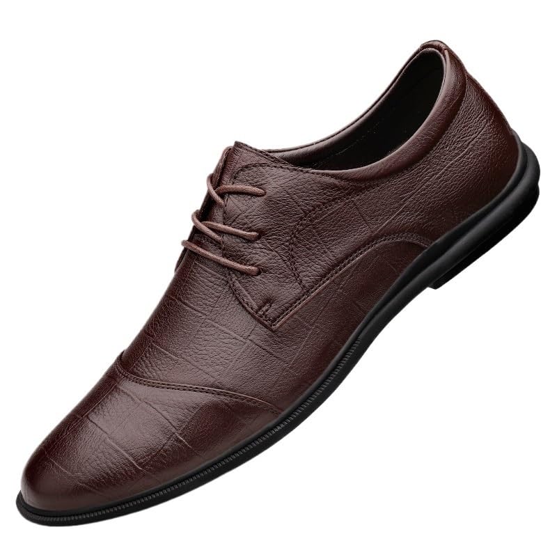 Luxury Leather Men's Oxford Dress Shoes Lace-up Cap Toe Anti-Slip Shoes for Office Business