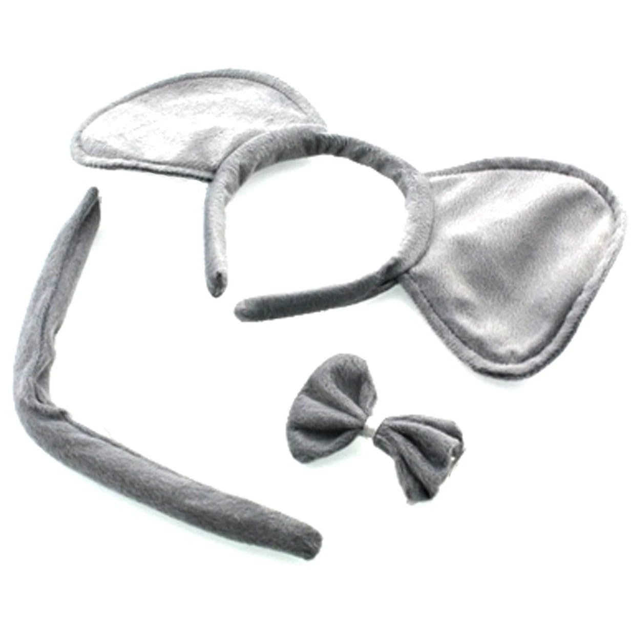 Lizzy Elephant Fancy Dress Accessories Set, Grey Elephant Ears Headband with Trunk, Bow Tie and Tail, Animal Costume Accessories for Halloween Parties, Cosplay and Themed Events — image 1