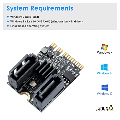 Image of M.2(A+E Key) to 2 Ports SATA3.0 6G Multiplier Free Driver