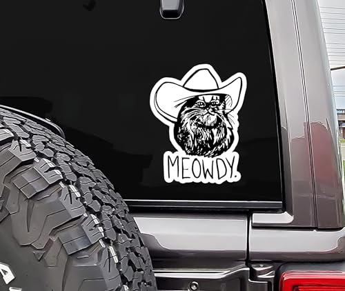 Image of WSQ Meowdy Texas Cat Meme Waterproof Vinyl Window Bumper Sticker Decal Multicolor for Car Truck Van SUV Window Wall Boat Cup Tumblers Laptop or Any Smooth Surface Size 4 Inches 2 Pack