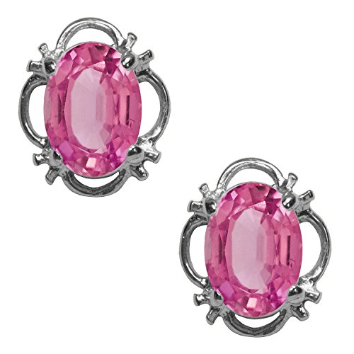Boucles d'oreilles topaze rose naturelle or blanc 9 ct cadeau idéal avec boîte
