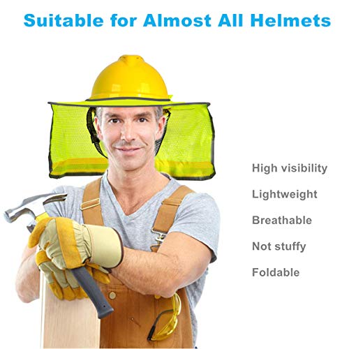Image of XIAKE Hard Hat Sun Shade Full Brim Mesh Sun Shield High Visibility, Neon Yellow, 1 Pack