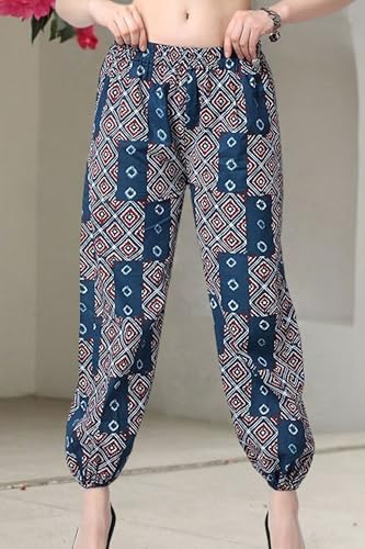 Image of POPWINGS Casual Bagru Printed Cotton Joggers for Women || Stylish Western Women Joggers for Summer || Pull-On Women Cotton Joggers Pants || Women Joggers for Summer