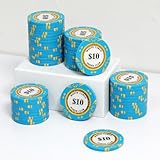 JIESITE 14 Gram Clay Poker Chips Monte Carlo Poker Chips Casino Grade Poker Chip for Texas Hold'em, Blackjack Poker Games Pack of 50 Pieces($10 DarkBlue)