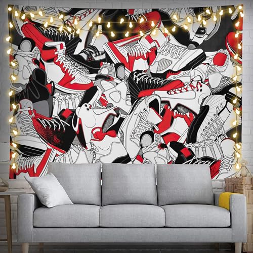 Narikuto Tênis retrô tapeçaria de basquete decoração de festa decoração de festa sapatos esportivos