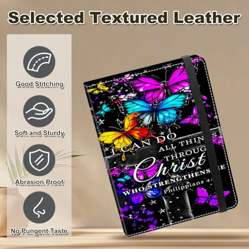 Image of Photo Album 4x6 120 Photos with Strong Elastic Band, Butterfly Bible Verse | Large Capacity Premium Leather Picture Album, Portable Wallet Albums Photo Book for Family Anniversaries Wedding Baby