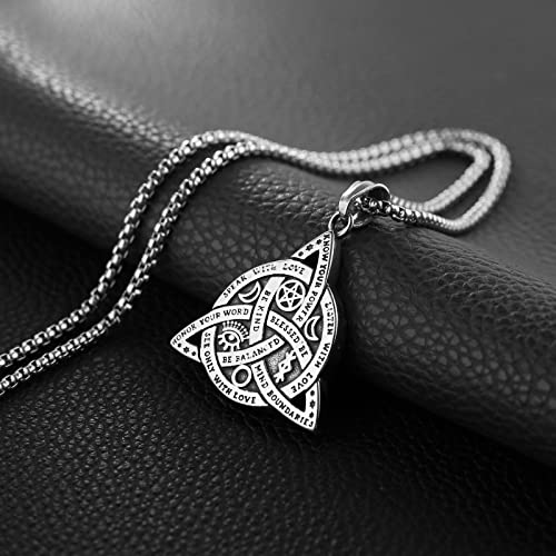 HZMAN Double Sided Stainless Steel Triple Goddess Triquetra Necklace Celtic Knot Irish Christian Trinity Knot Pendant3