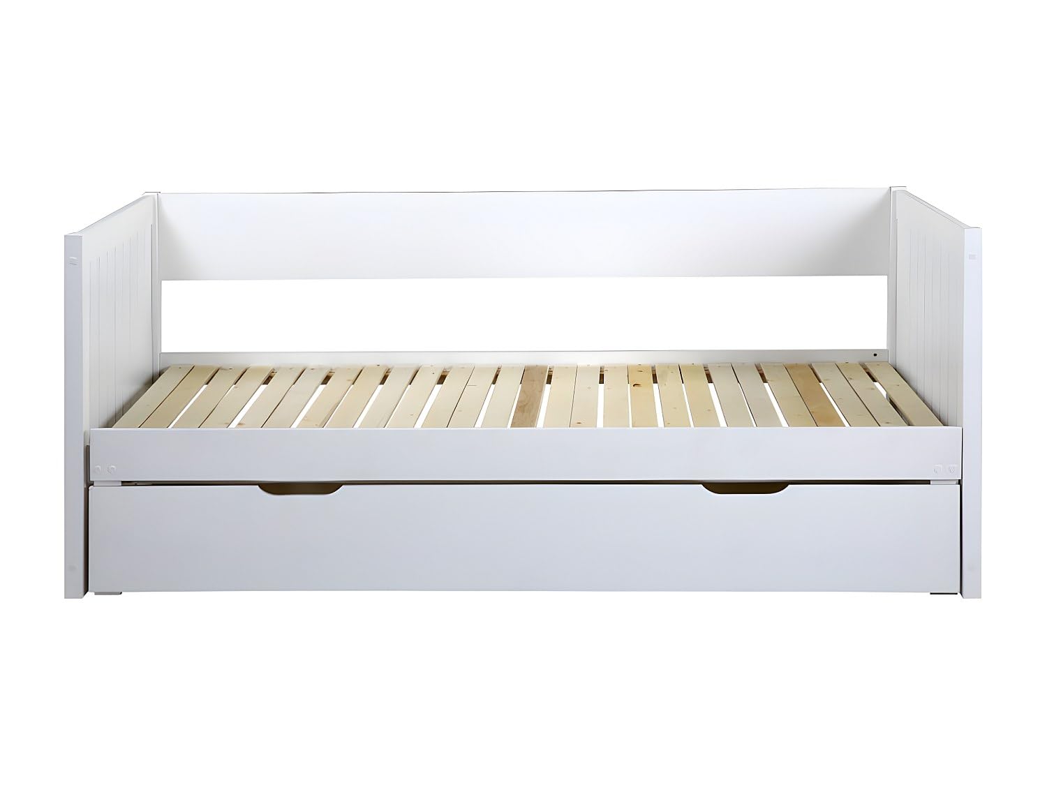 Vente-unique - Lit gigogne Banquette 90 x 190 ou 174 x 190 cm - avec sommier Peigne et tiroir - Pin et MDF - Blanc - ALFIERO II - pour Enfant