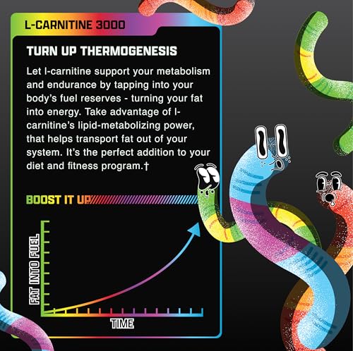 image for Nutrex Research Liquid L Carnitine 3000 – Sour Gummy Worms | L-Carni