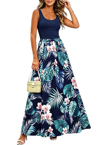 Image of Bluetime Women's Summer Boho Sleeveless Floral Print Tank Long Maxi Dress (S-3XL)