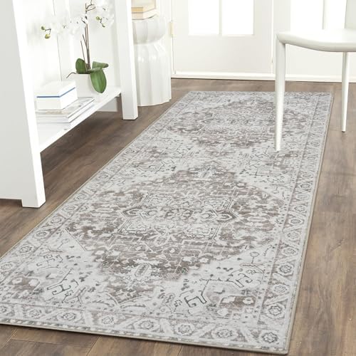 Famibay Alfombra Pasillo 60x120cm Beige Lavable Alfombras De Pasillo Pelo Corto Antideslizante Vintage Alfombras Cocina Pie De Cama Entrada