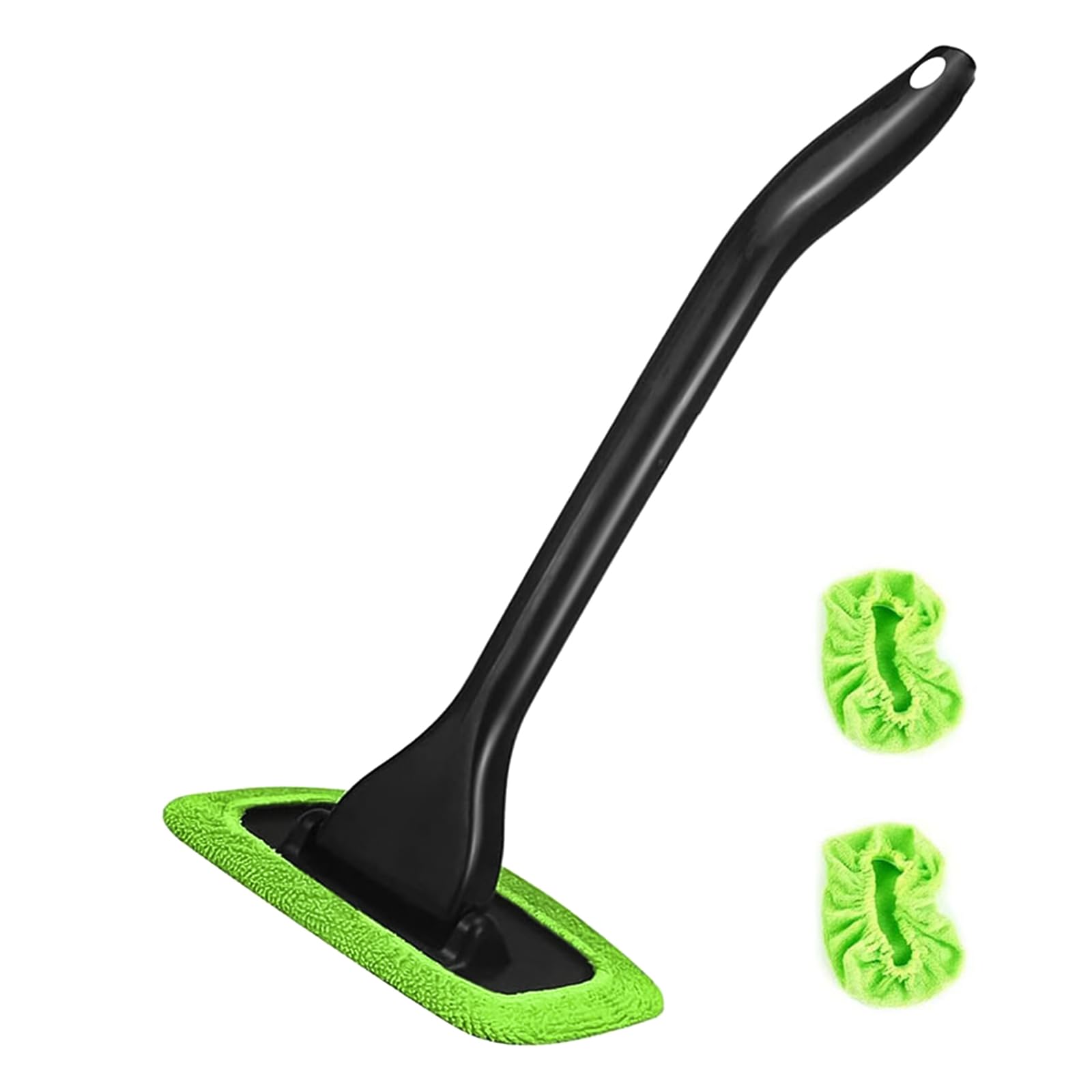 Car Windshield Cleaning Tool, Windshield Cleaner with 3 Washable and Reusable Microfiber Pads and Handle, for Auto Glass Wiper(Green)