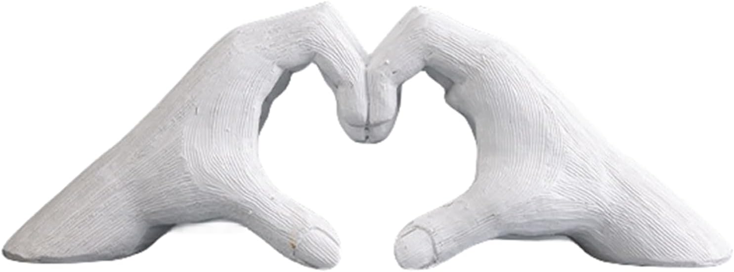 Zyqixluk Heart Gesture Statue Resin Hand Sculpture Golden Gesture Decoration Coffee Table Decor Love Finger Statue Modern Art Sculpture Finger Gold Home Decoration For Loved Ones,White