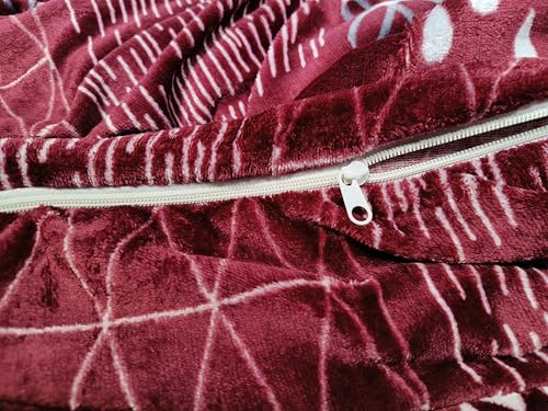 Image of Winter Premium Flannel Velvet Warm Duvet Cover Quilt Cover | Rajai Cover | Blanket Cover | Comforter Cover Single Size 60x100 inches Woollen (Red Abstract, Single Bed)