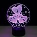 LEDMOMO 3D I LOVE You Heart Optical LED Illusion Lamp 7 Color Change Touch Switch Remote Control Colors Changes Night Light (I LOVE YOU Heart)