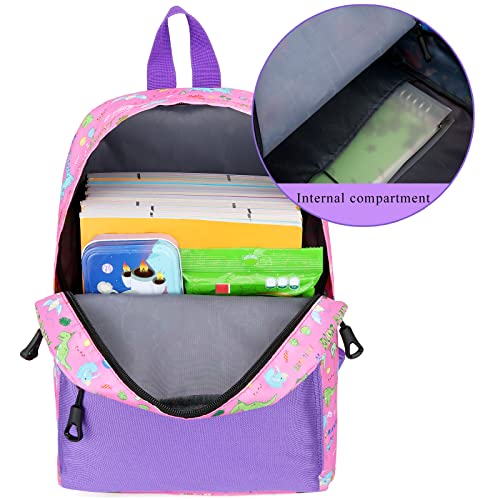 Vanaheimr Kid Toddler Backpack For Girls Purple Dinosaur Cute Cartoon Preschool Backpack Nursery Daycare School Bag Chest Strap #TOP4