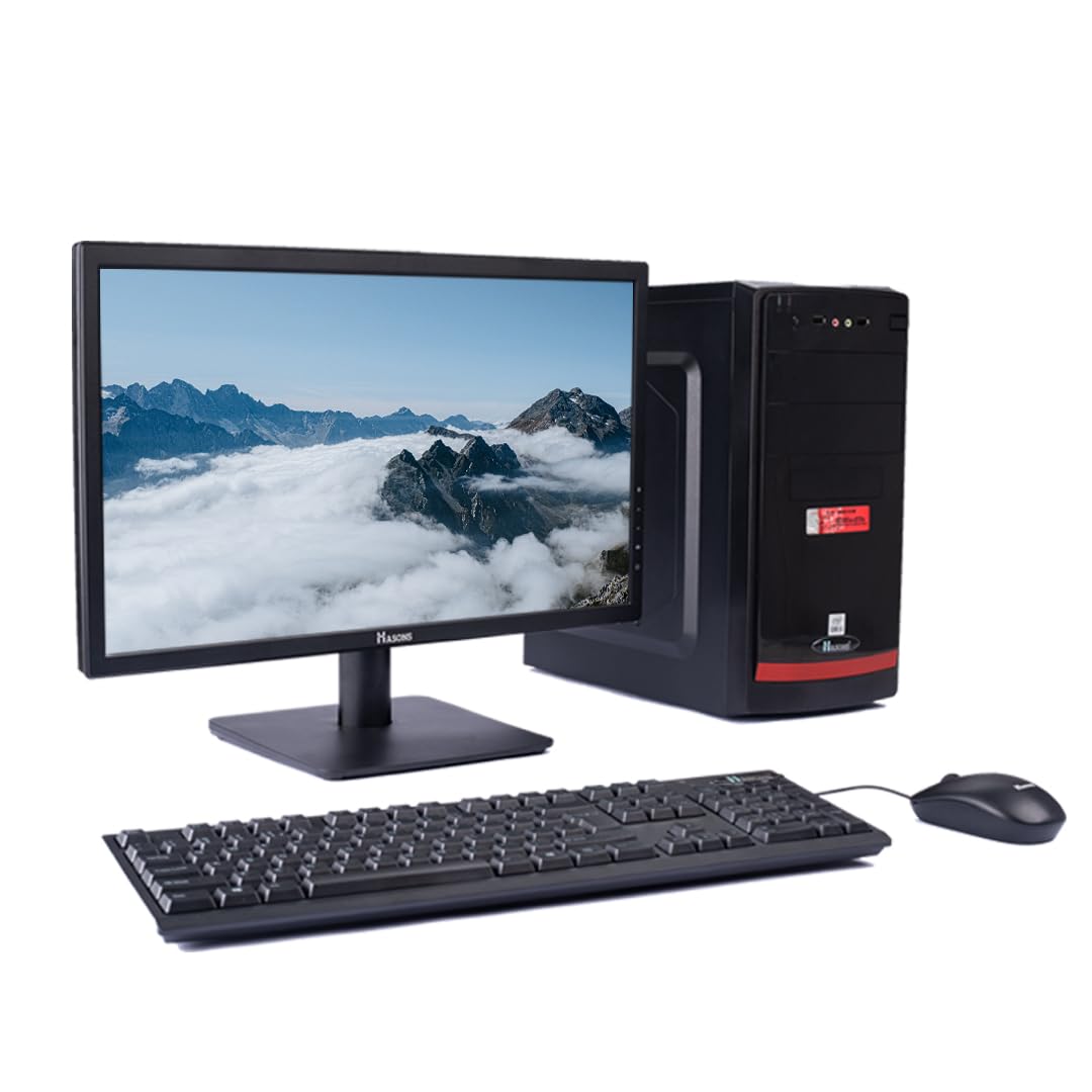 HASONS New R312Hss822 Core i3 Gen 12100 / Chipset Series H610 (Windows 10 pro/1TB HDD/256ssd//DDR4-8GB /Wired Keybord,Mouse/Black), Screen 21.5