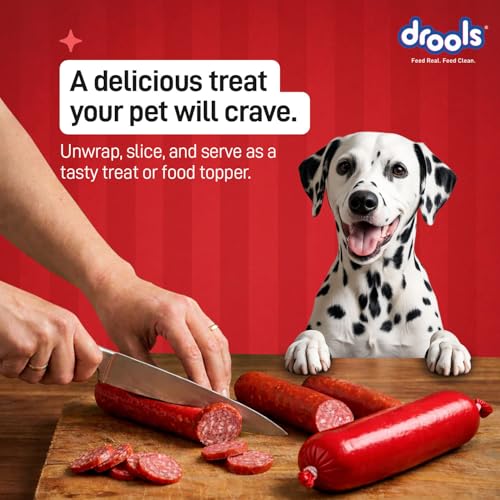 Image of Drools Adult & Puppy Sausage for Dog, 450g | Chicken Flavour | High Protein | Treat & Food Topper | Grain Free | Best for Training & Bonding | No Preservatives