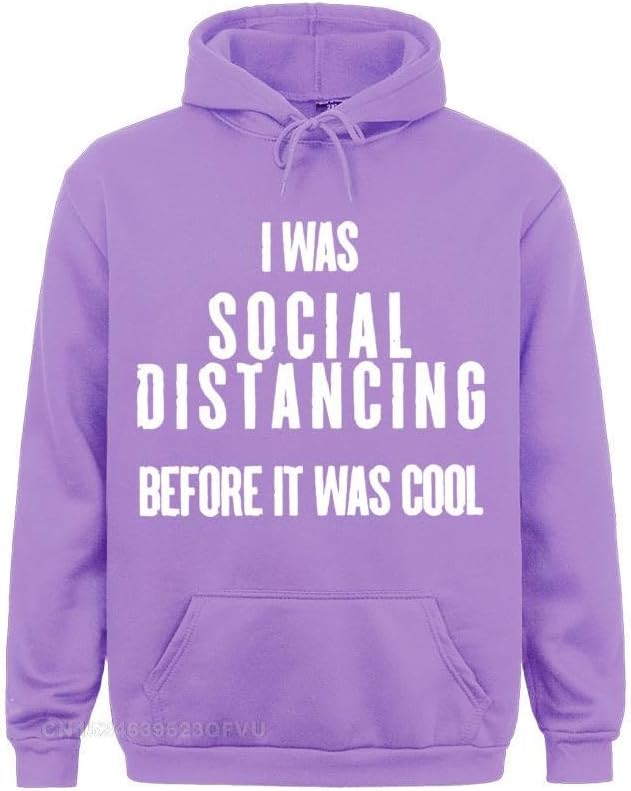 Novelty Fitness Harajukus Women Man I Was Social Distancing Before It Was Cool Introvert Self Quarantine 3D Sweater Print (Purple, XXXL)