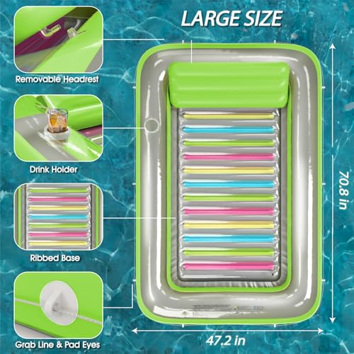 Image of Inflatable Tanning Pool Lounger Float - Jasonwell 4 in 1 Sun Tan Tub Sunbathing Pool Lounge Raft Floatie Toys Water Filled Tanning Bed Mat Pad for Adult Blow Up Kiddie Pools Kids Ball Pit (LG,L)