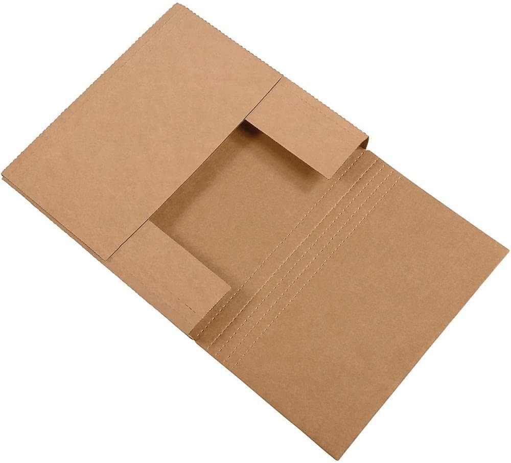 Box Partners Partners Brand 7 1/2-Inch x 7 1/2-Inch x 2-Inch Easy-Fold Mailers, Kraft, 50/Bundle (M772BFK)