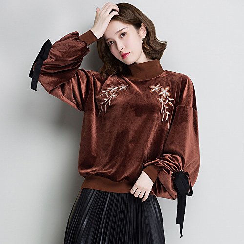 Pull col haut de soie femmes NSWY marron M t-shirt base velours