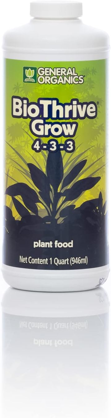 General Hydroponics General Organics BioThrive Grow, Plant Food, 4-3-3, 1 qt.