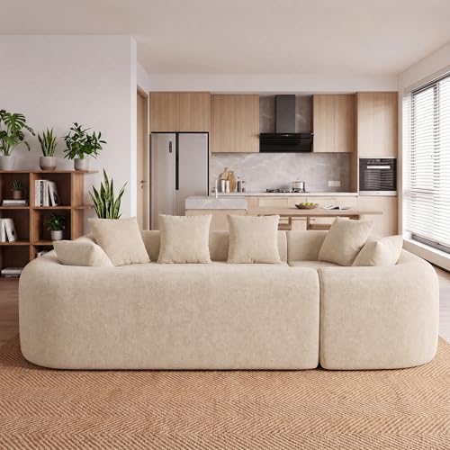 Image of Claiks 106 inch Cloud Boneless Couch, Modular Sofa Bed, Beige